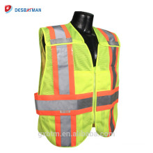 Chaleco 100% PolyesterHi Vis Meet Ansi107, Chaleco Reflectante Mesh Safety Workwear con Mic Tabs y bolsillos en el pecho